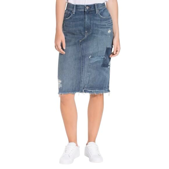Polo Ralph Lauren Patchwork Vintage Denim Midi Skirt 2 - Picture 10 of 10